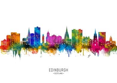 Edinburgh Skyline Watercolor