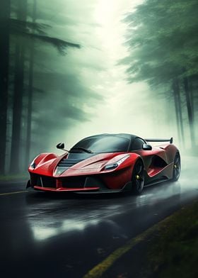 Ferrari Laferrari in Foggy Forest