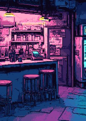 Pixel Art Night Shop