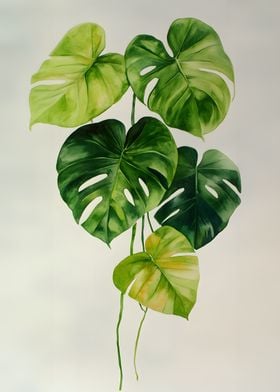 Watercolor Monstera Leaves