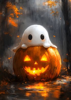 Ghost on Pumpkin