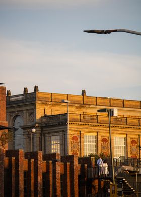 Historic Building at Sunset