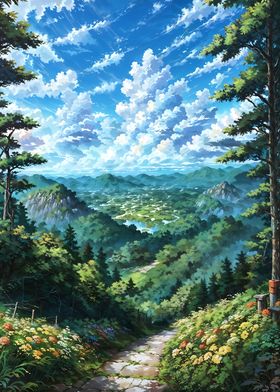 Serene Mountain Valley Path - Nature Landscape Art