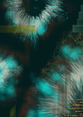 Abstract Teal and Gold Art