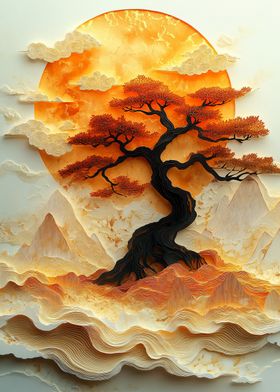 Mountain Tree Kintsugi Art