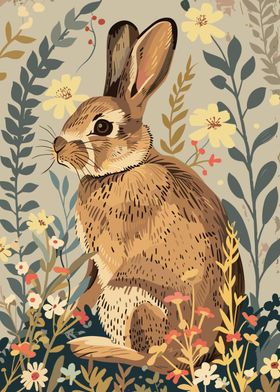 Rabbit in Wildflowers