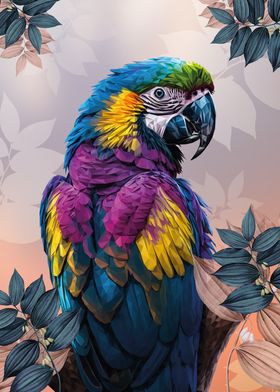 Colorful Parrot in Low Poly Style