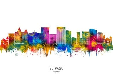 El Paso Skyline Watercolor