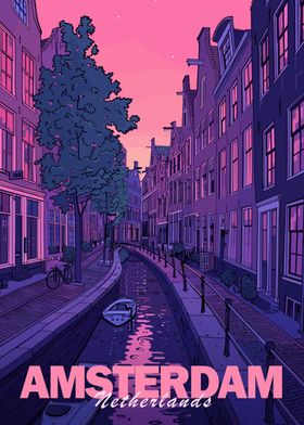 Amsterdam Canal Sunset