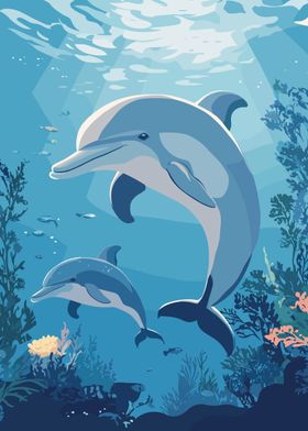 Dolphins Underwater