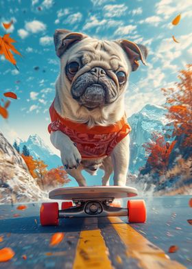 Pug Skateboarding