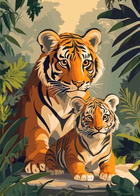 Tiger Family in Jungle