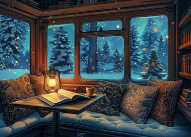 Cozy Winter Train Cabin