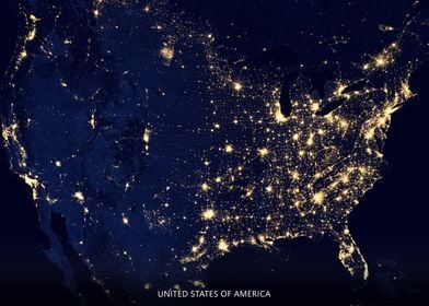 USA Night Lights Map