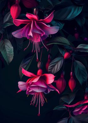 Fuchsia Flowers in Bloom