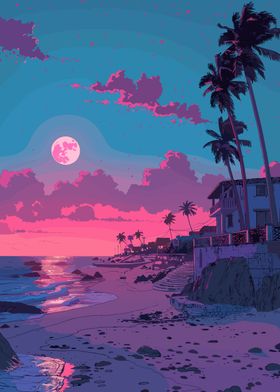 Pink Sunset Beach