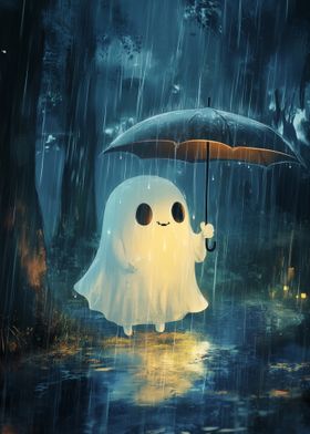 Halloween Ghost in the Rain 