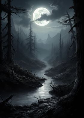 Full Moon Forest Nature