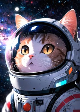 Cat Astronaut in Space