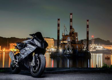 BMW SS1000 Motorcycle at Night