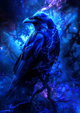 Dark Raven in Forest