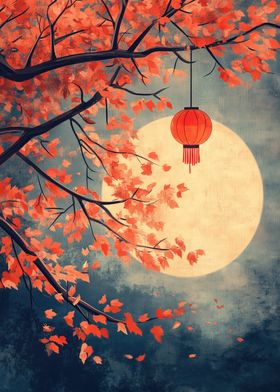 Red Lantern Autumn Moon