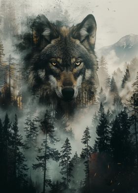 Wolf Double Exposure