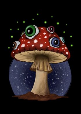 Psychedelic Mushroom With Eyes