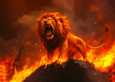 Lion in Flames