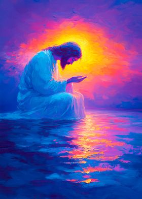 Jesus Praying at Sunset