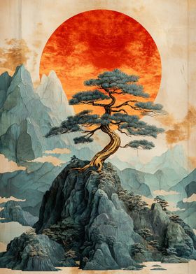 Mountain Tree Kintsugi Art