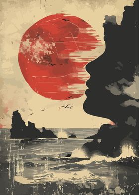 Red Sun and Silhouette