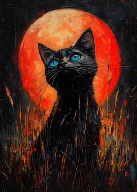 Black Cat Under Blood Moon