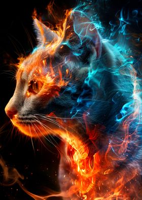 Fiery Cat Portrait