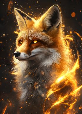 Fiery Fox Golden Wave Aura