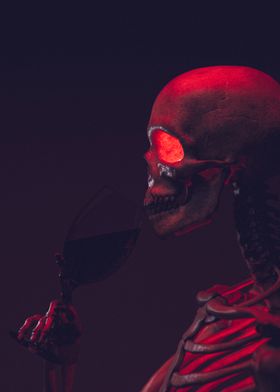 Skeleton with Wine Glass