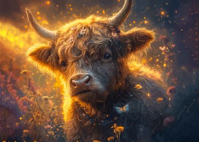 Highland Cow in Golden Light