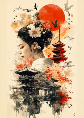 Geisha and Pagoda