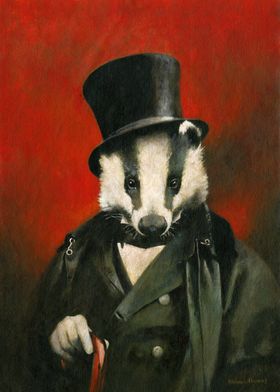 Victorian Badger in Top Hat