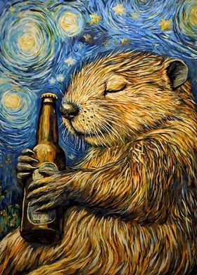 Beaver Beer in Starry Night