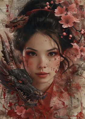 Geisha dragon flowers