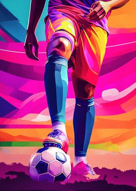 Soccer Player in Vivid Colors