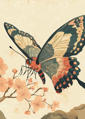 Butterfly and Cherry Blossoms