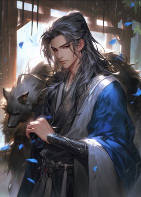 Anime Male Character with Wolf