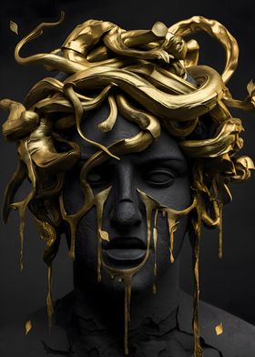 Golden Medusa Sculpture