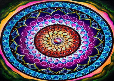 New Earth - Colorful Mandala Painting - Sacred Geometry - Spiritual Decore