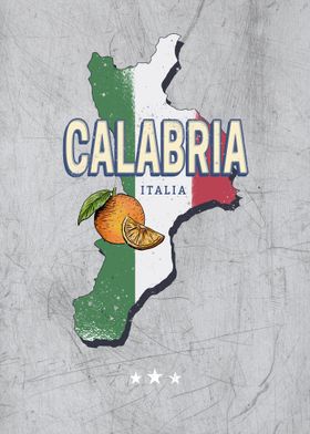 Calabria Italy Vintage Map