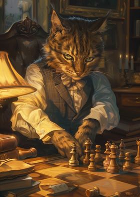 Funny Cat Playing Chess