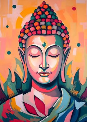 Serene Meditating Buddha Abstract Art