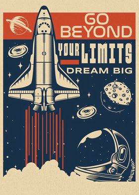 Astronaut Go Beyond your limits Space Shuttle Poster